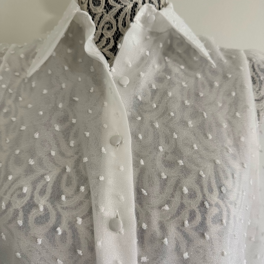 ZARA White Organza Sleeve Blouse XS-brand new without tags